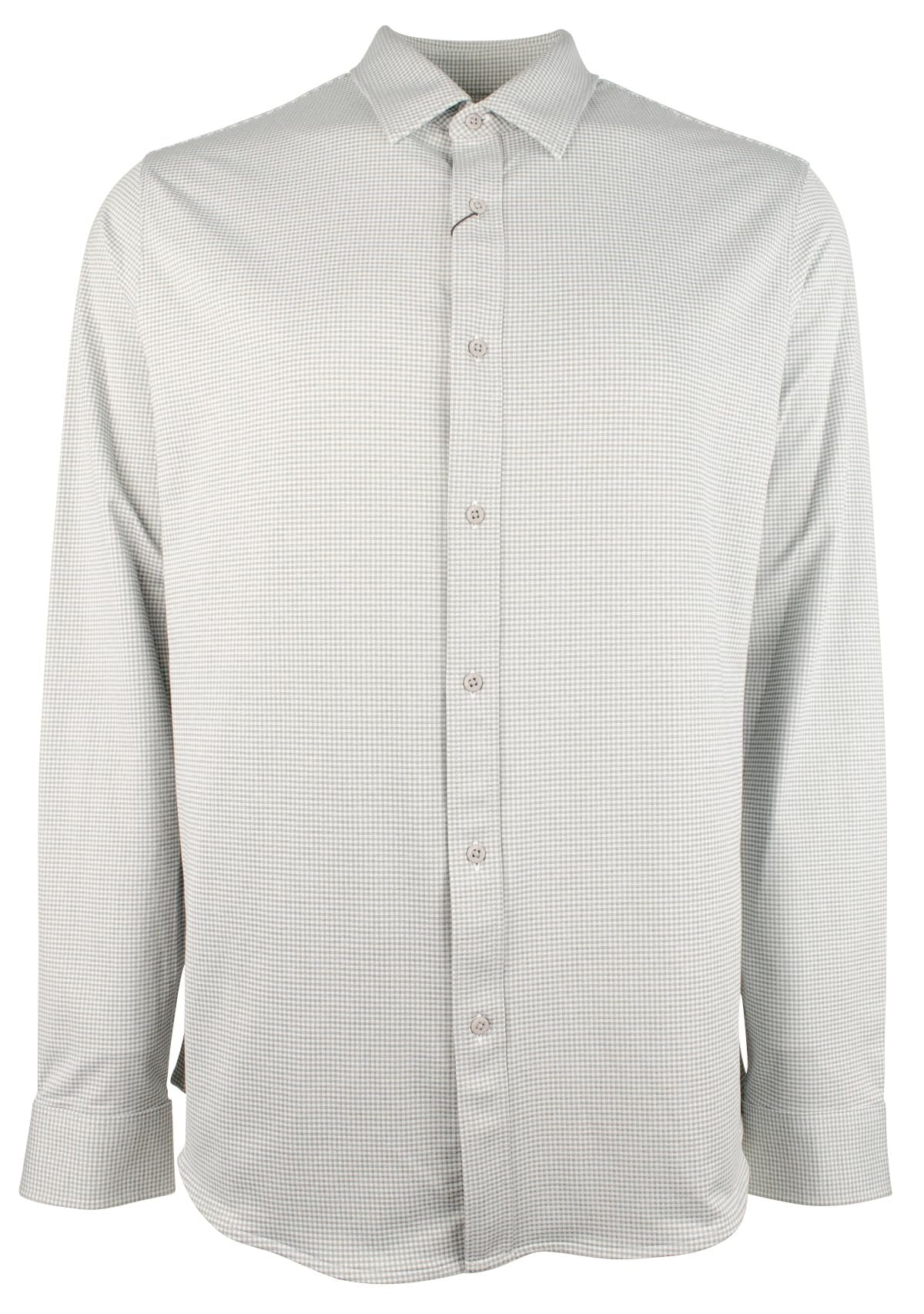 Michael Kors Men's Stretch Gingham Slim Fit Long Sleeve Shirt HGry Medium...