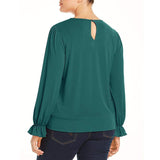 Michael Kors Women's Plus Tie Front Ruffle Sleeve Top DE 0X