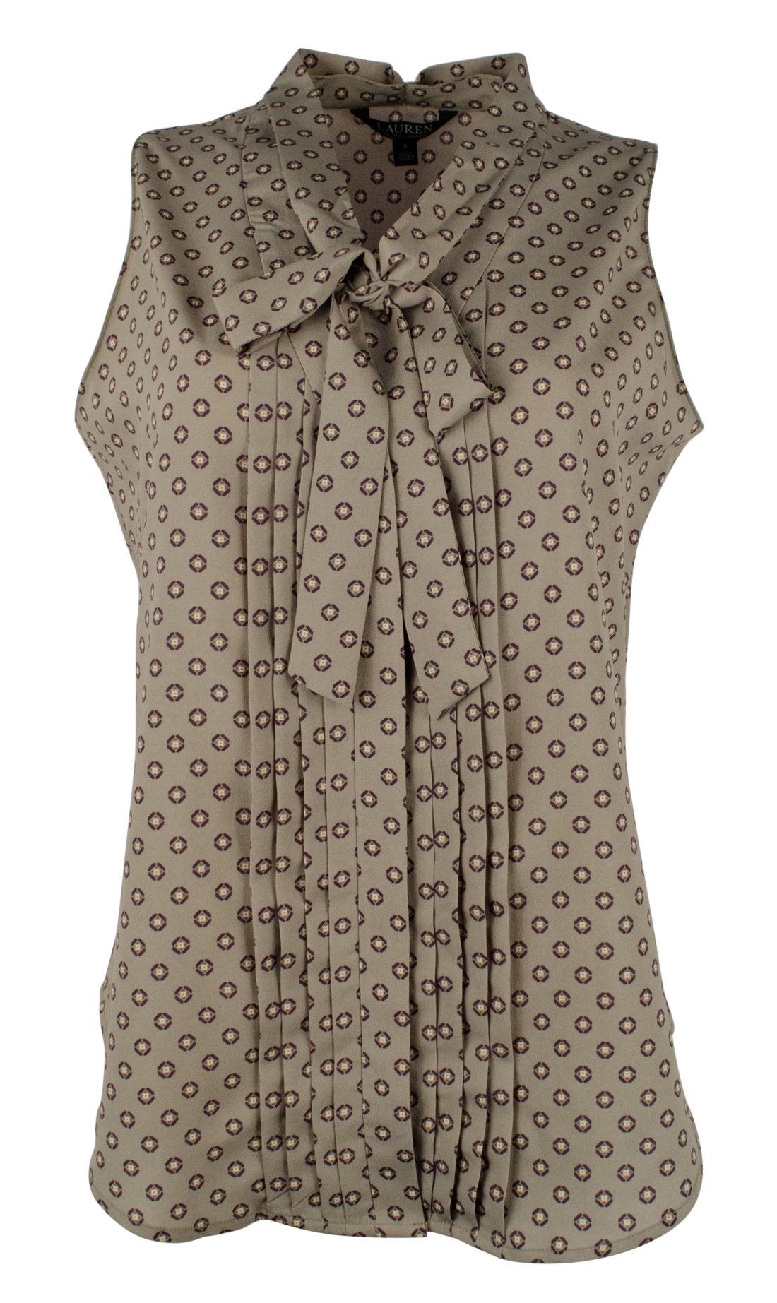 Lauren Ralph Lauren Women's Plus Size Foulard Print Tie Neck Shirt LGM 1X