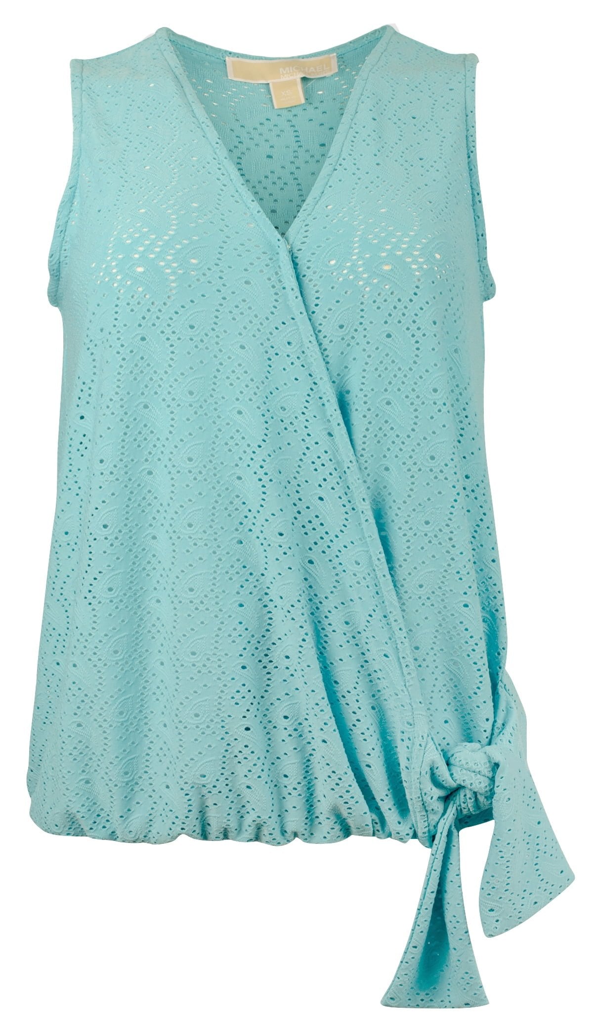 Michael Kors Women's Plus Size Eyelet Wrap Pullover Top Blue 3X