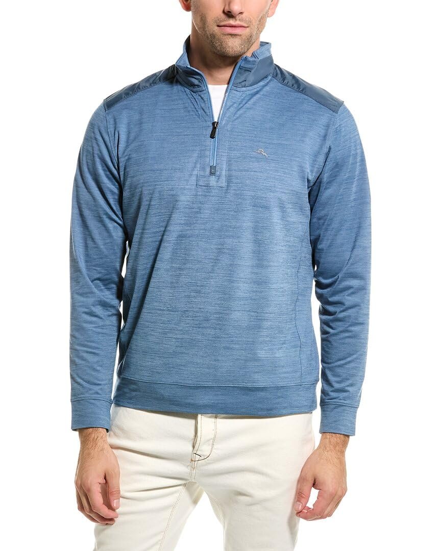 Tommy Bahama - Jersey de media cremallera New Roger Point IslandZone para hombre, talla pequeña, Oslo