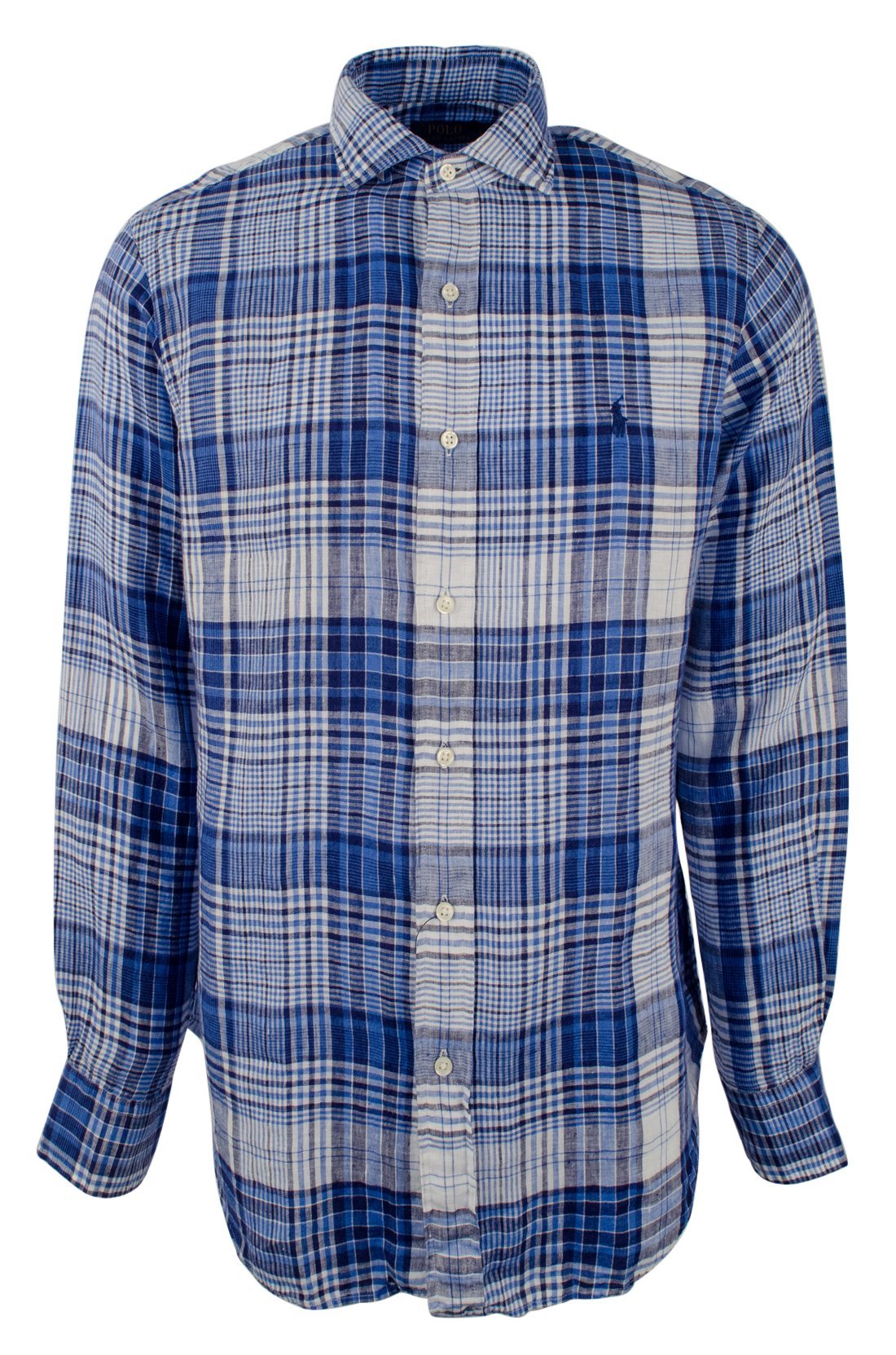 Polo Ralph Lauren Men's 100% Linen Long Sleeve Plaid Sport Shirt