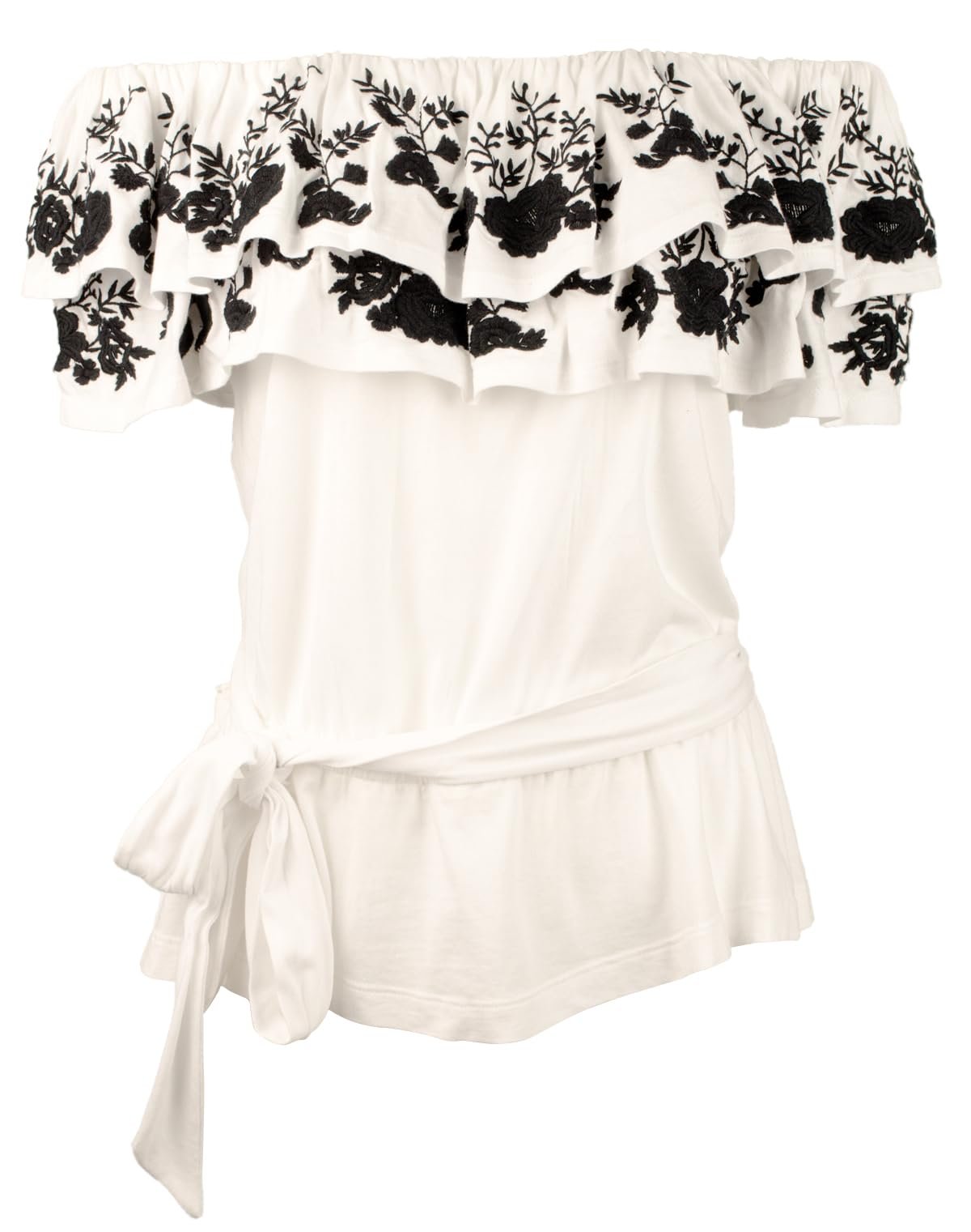 Lauren Ralph Lauren Women's Embroidered Jersey Off The Shoulder Blouse Top
