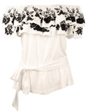 Lauren Ralph Lauren Women's Embroidered Jersey Off The Shoulder Blouse Top
