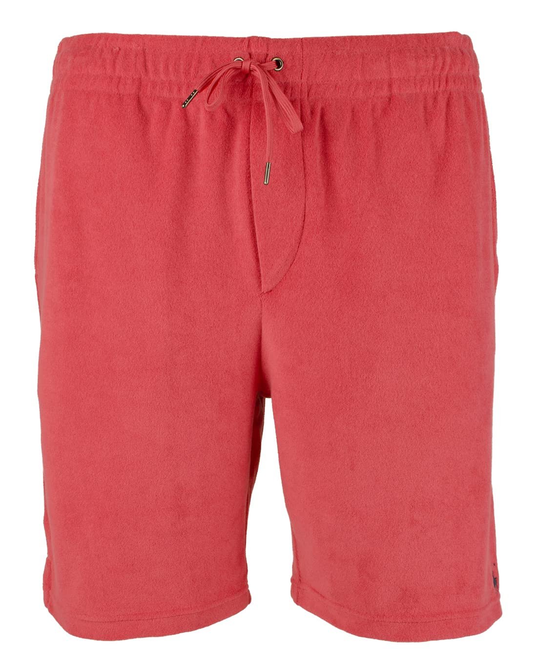 Men's Terry Drawstring Shorts-Red-L