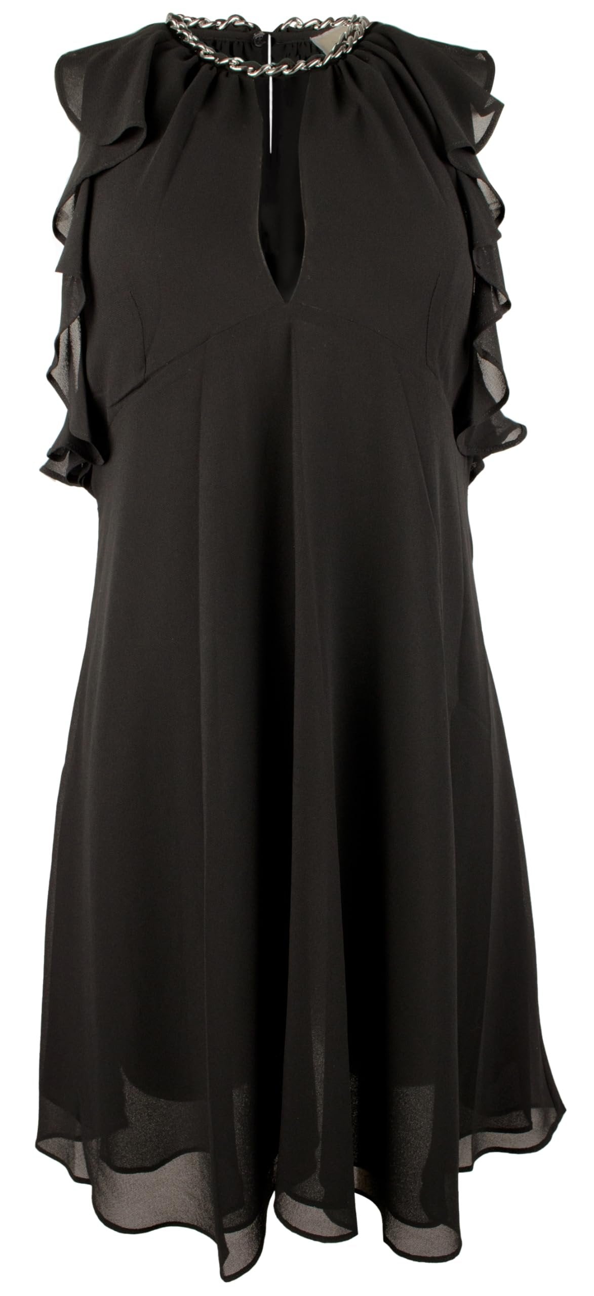 Michael Kors Women's Chain Trim Keyhole Neckline Halter Dress Blk X Small
