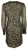 Michael Kors Women's Metallic Leopard Jacquard Mini Dress Black Gold