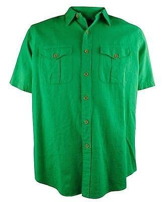 Polo Ralph Lauren Men's Short Sleeve Linen Cotton Button Down Shirt - Green Medium