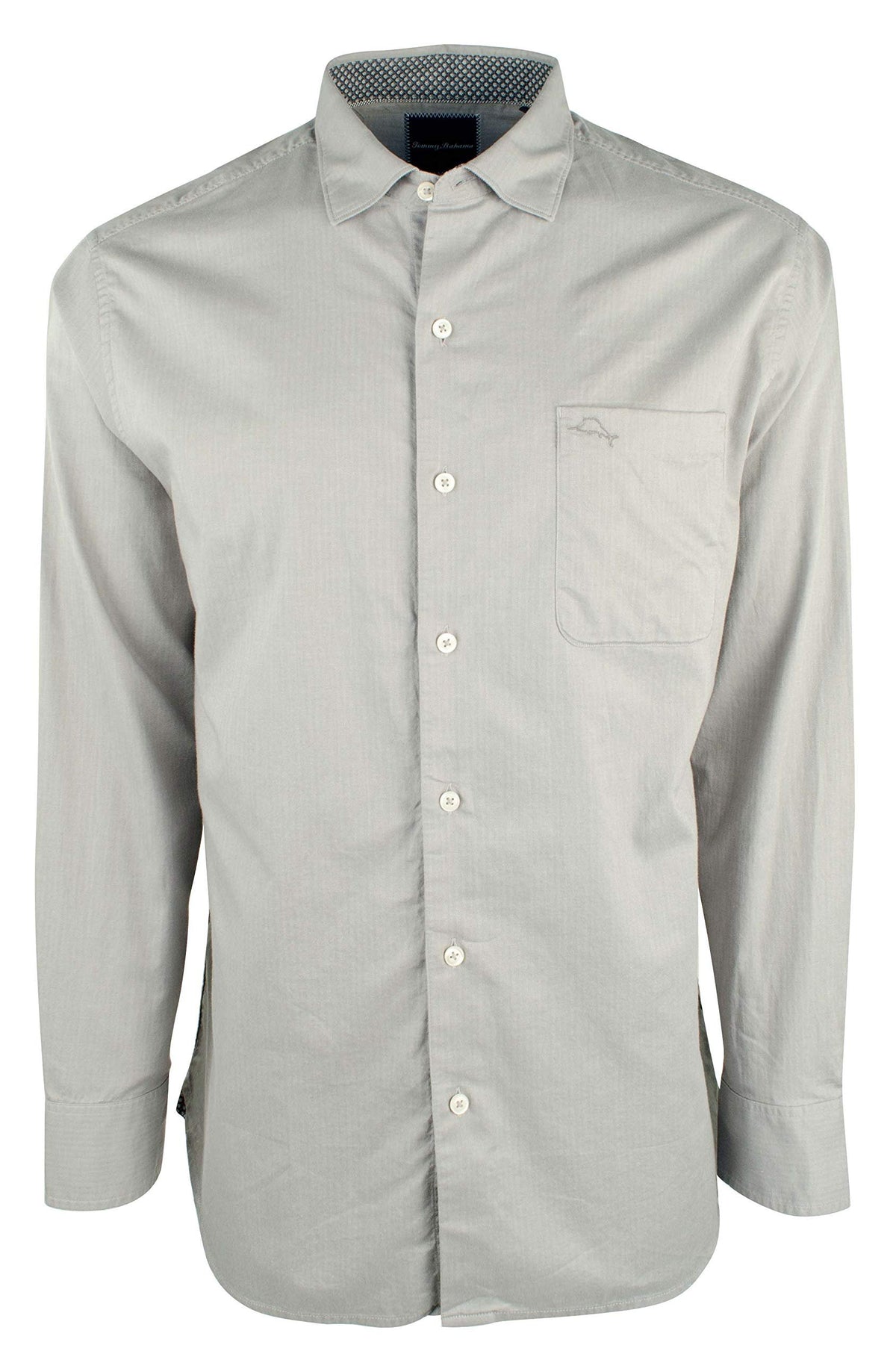 Tommy Bahama Men's Big and Tall Capeside Herringbone Long Sleeve Shirt-PG-LT