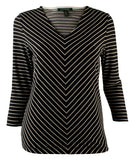 Ralph Lauren Women's V Neck Chevron Print Top