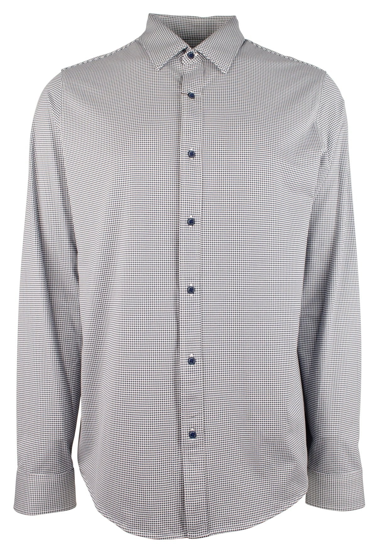 Michael Kors Men's Stretch Gingham Slim Fit Long Sleeve Shirt Blck XX-Large Black