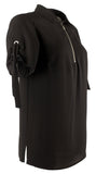 Michael Kors Women's Grommet and Tie Sleeve Top-BLK-L
