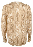 Lauren Ralph Lauren Plus Size Snakeskin Print Cotton Blend Cardigan Sweater 1X