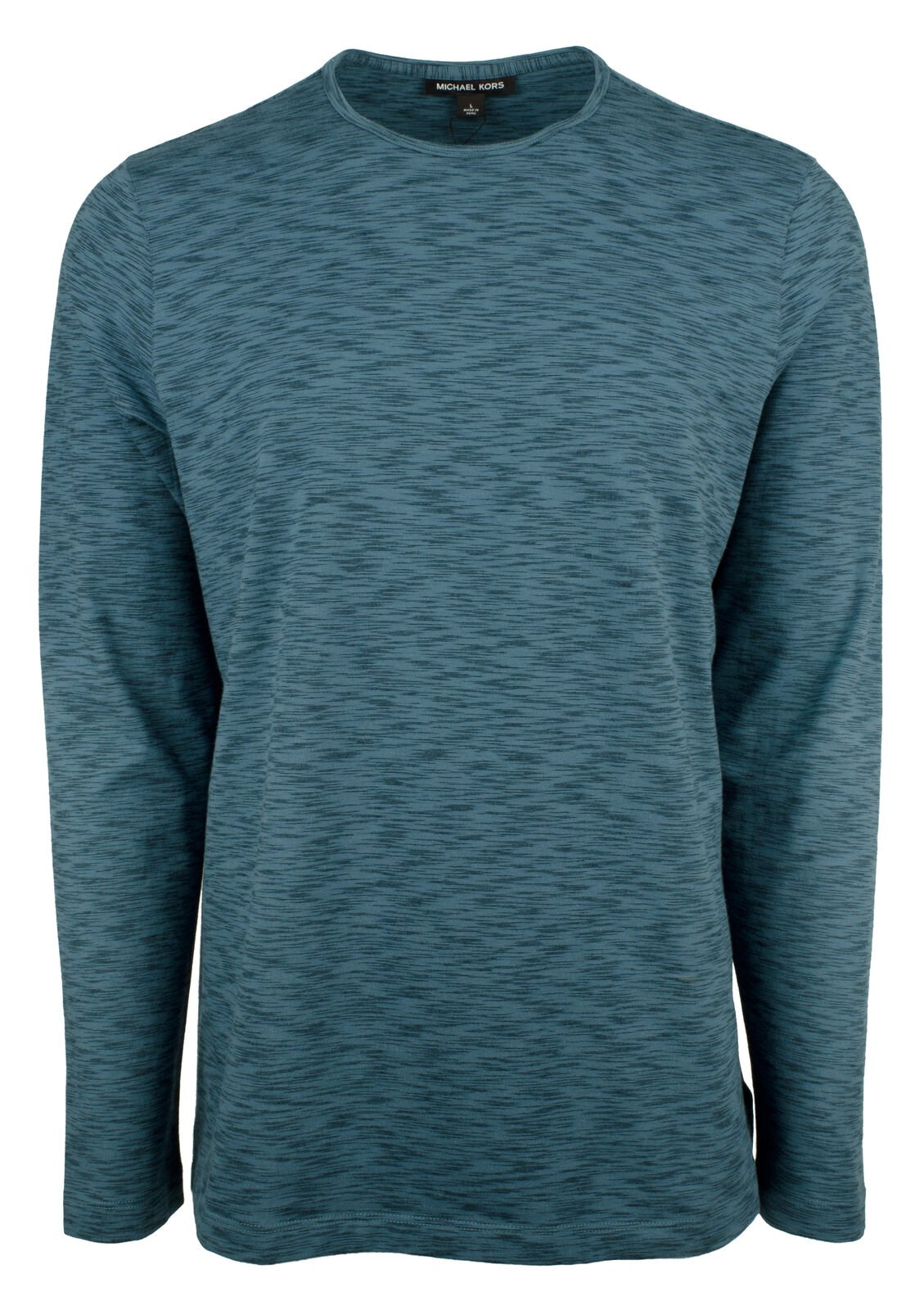 Customer Return Michael Kors Men's Cotton Blend Crew Long Sleeve Shirt Washed Teal XL
