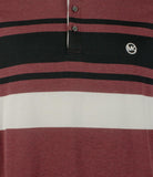 Michael Kors Men's Long Sleve Striped Polo Shirt MHthr X-Large