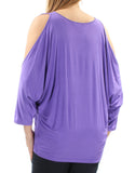 LAUREN RALPH LAUREN Womens Cold Shoulder Knit Casual Top Purple S