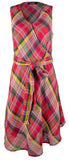 Ralph Lauren Women's Crinkle Surplice V  Neck Sleeveless Waist Dress