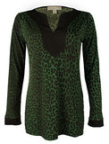 Michael Kors Women's Printed Jersey Knit V Neck Tunic Shirt