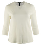 LAUREN RALPH LAUREN Women's Plus Size Mesh Sleeve Crewneck Sweater