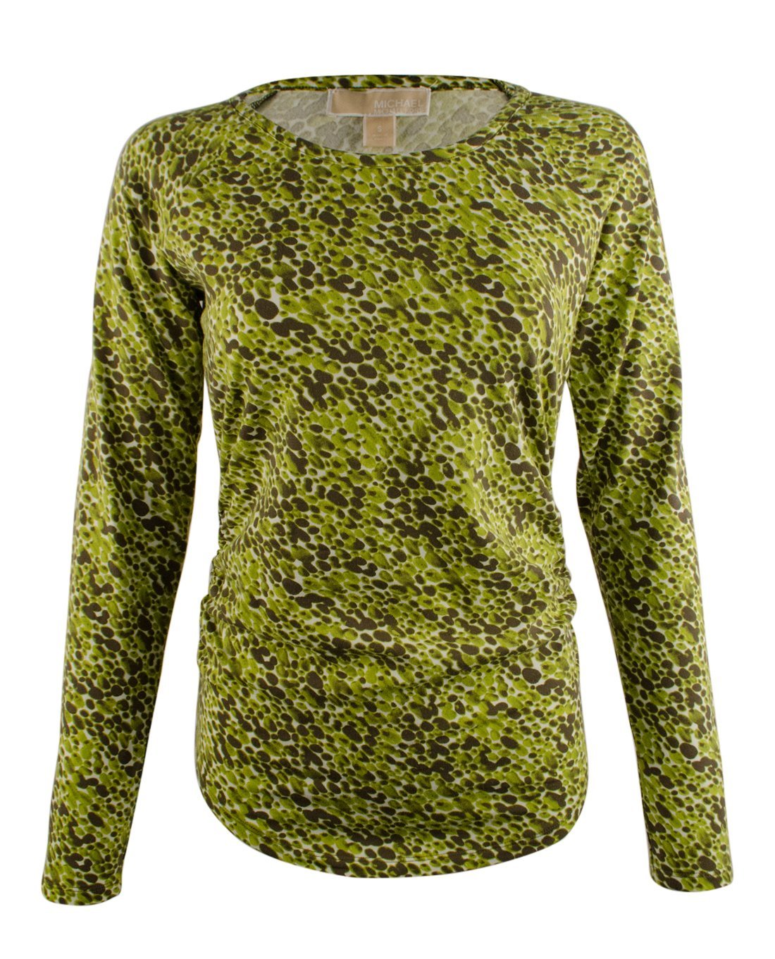 Michael Kors Women's Long Sleeve Shirred Crackle Print Top