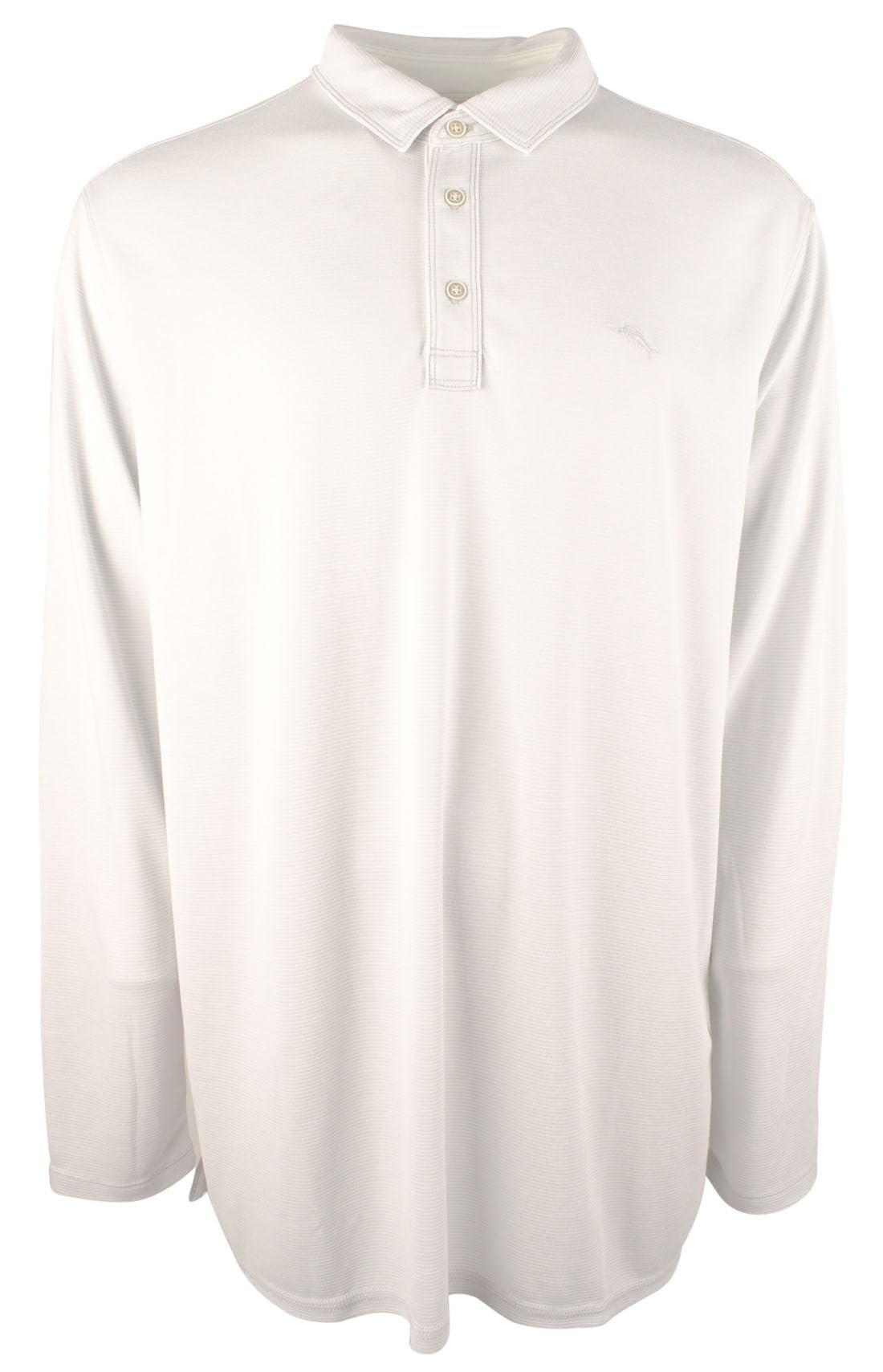 Tommy Bahama Erkek Büyük ve Uzun Paradise Cove Uzun Kollu Polo Tişört Çinko Gri 2XLT