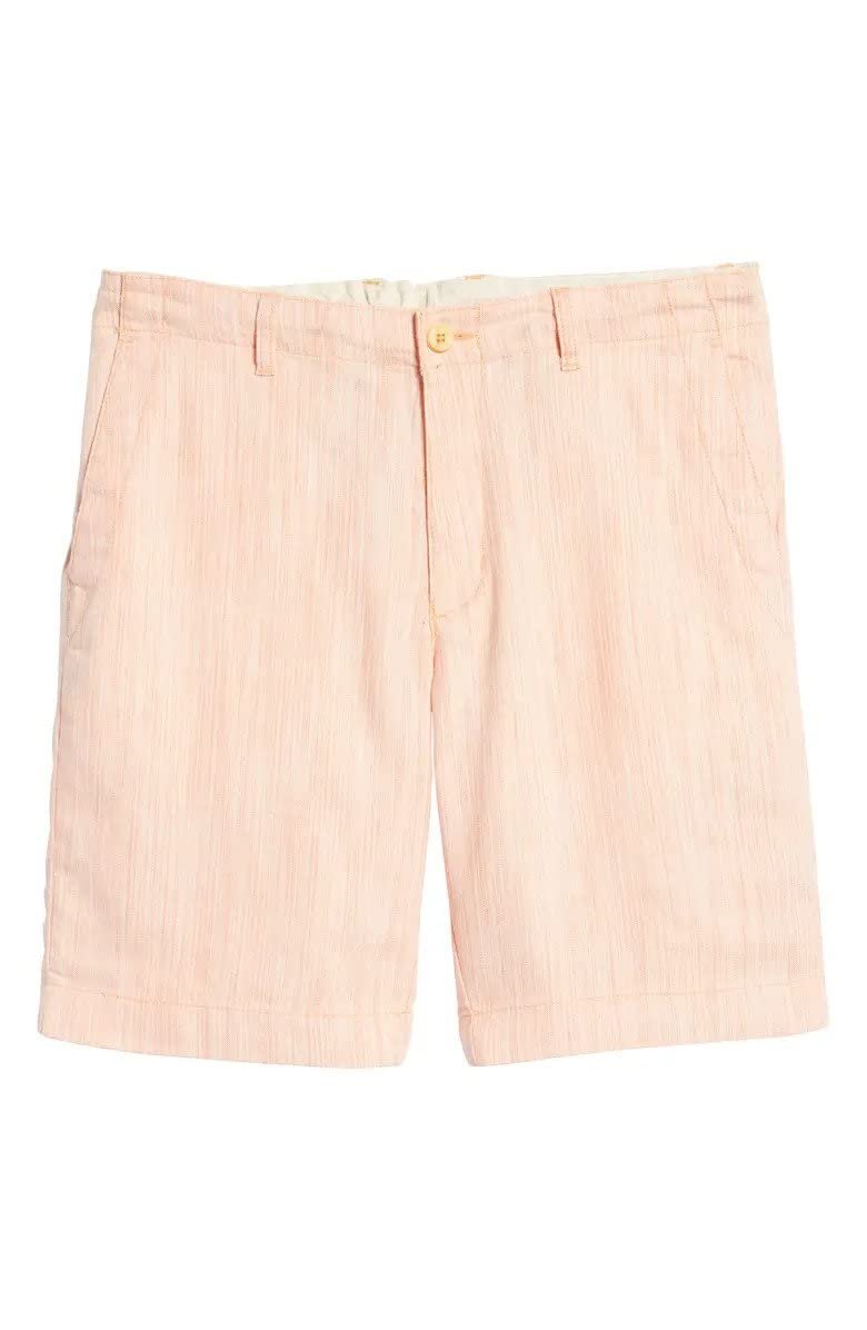 Tommy Bahama Men's Harbor Herringbone Stretch-Linen 10" Inseam Short (Peach Sorbet, XXL, XX-Large)