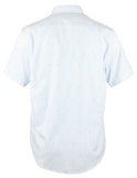 Southern Tide Erkek Trim Fit Dokuma Kısa Kollu Gömlek Orta Okyanus Mavisi