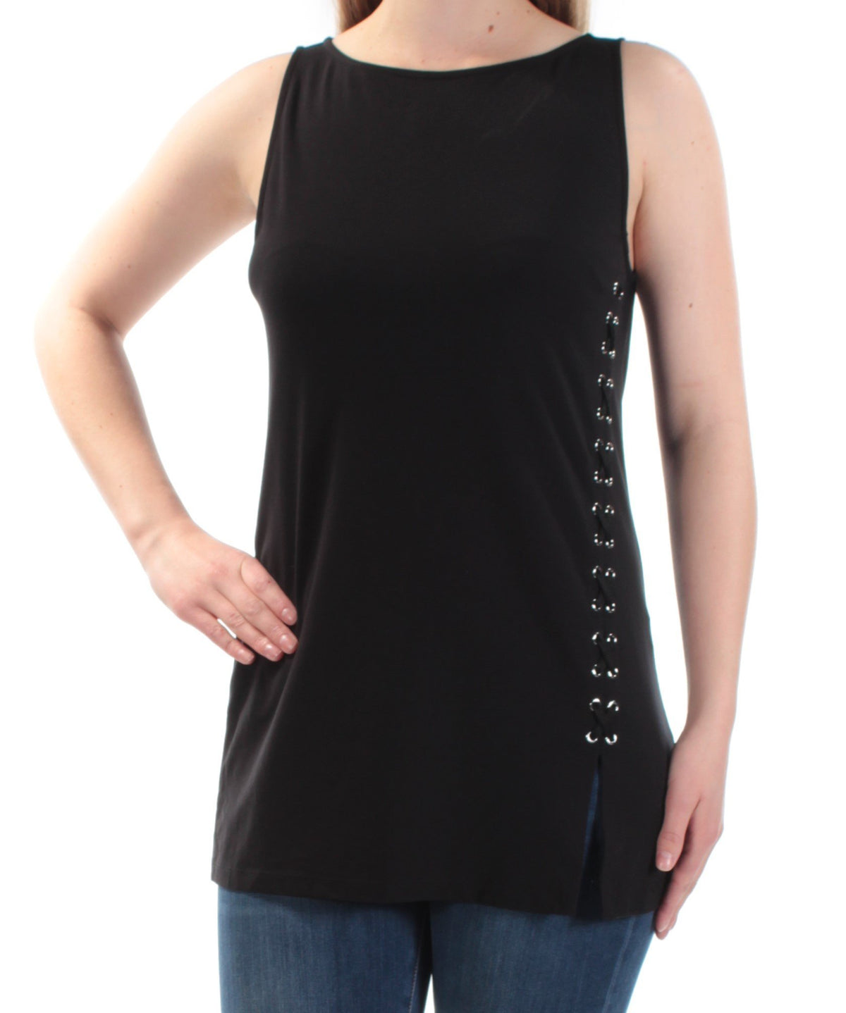 Lauren Ralph Lauren Women's Lace Up Ponte Sleeveless Tank Top Shirt