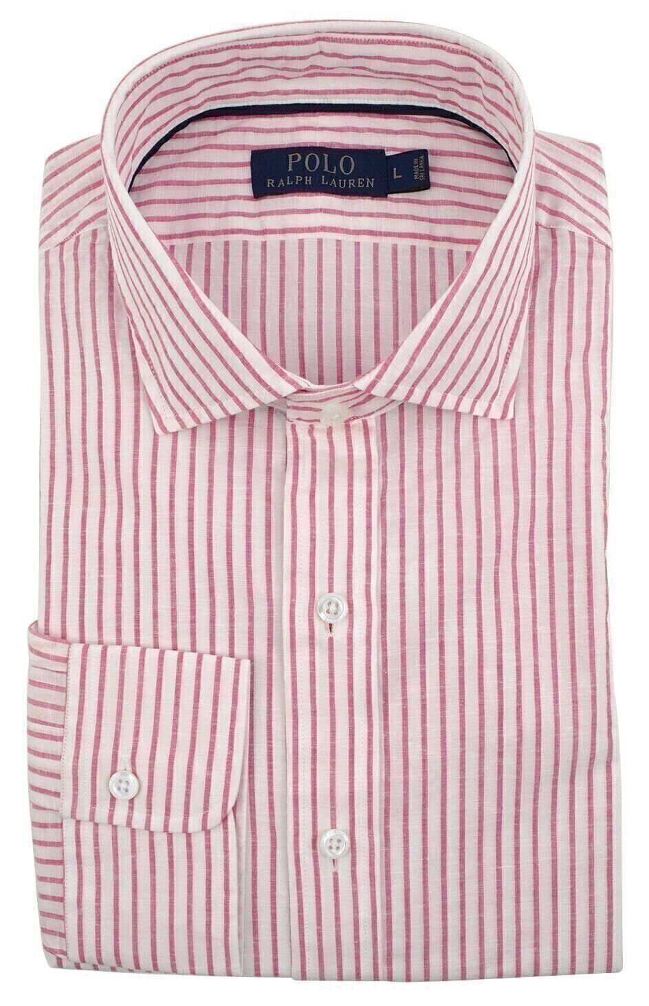 Polo Ralph Lauren Men's Linen Blend Long Sleeve Button-down Shirts Blue Pink
