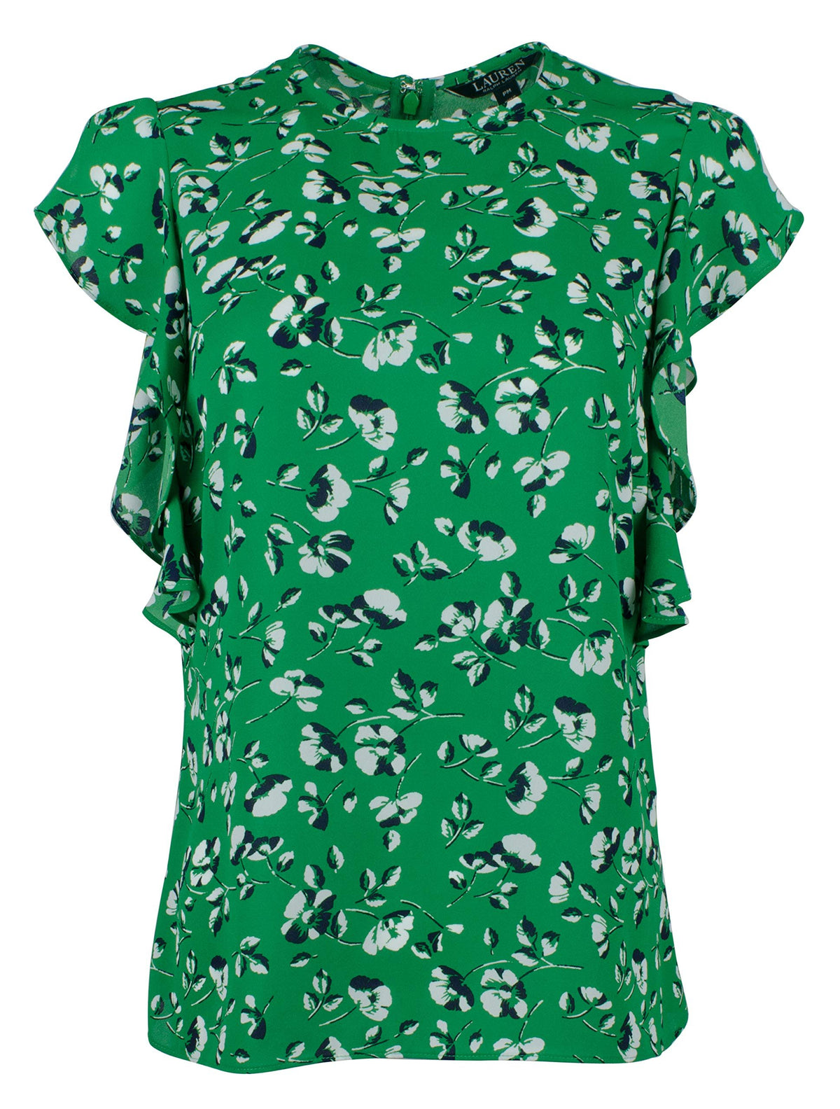 Lauren Ralph Lauren Women's Petite Floral Georgette Ruffle Sleeve Top GM PM