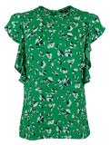 Lauren Ralph Lauren Women's Petite Floral Georgette Ruffle Sleeve Top GM PM