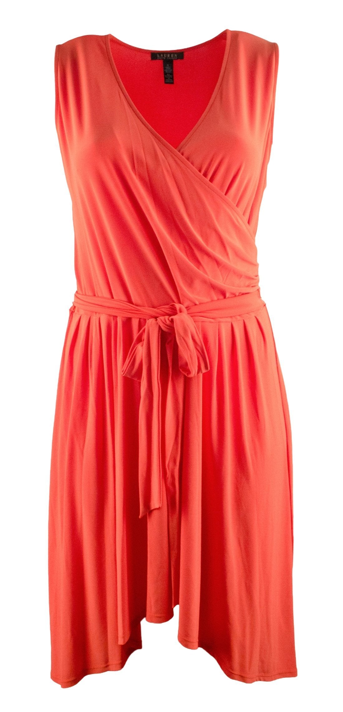 Lauren Ralph Lauren Women's Plus Size Sleeveless Belted Surplice Dress TO 3X