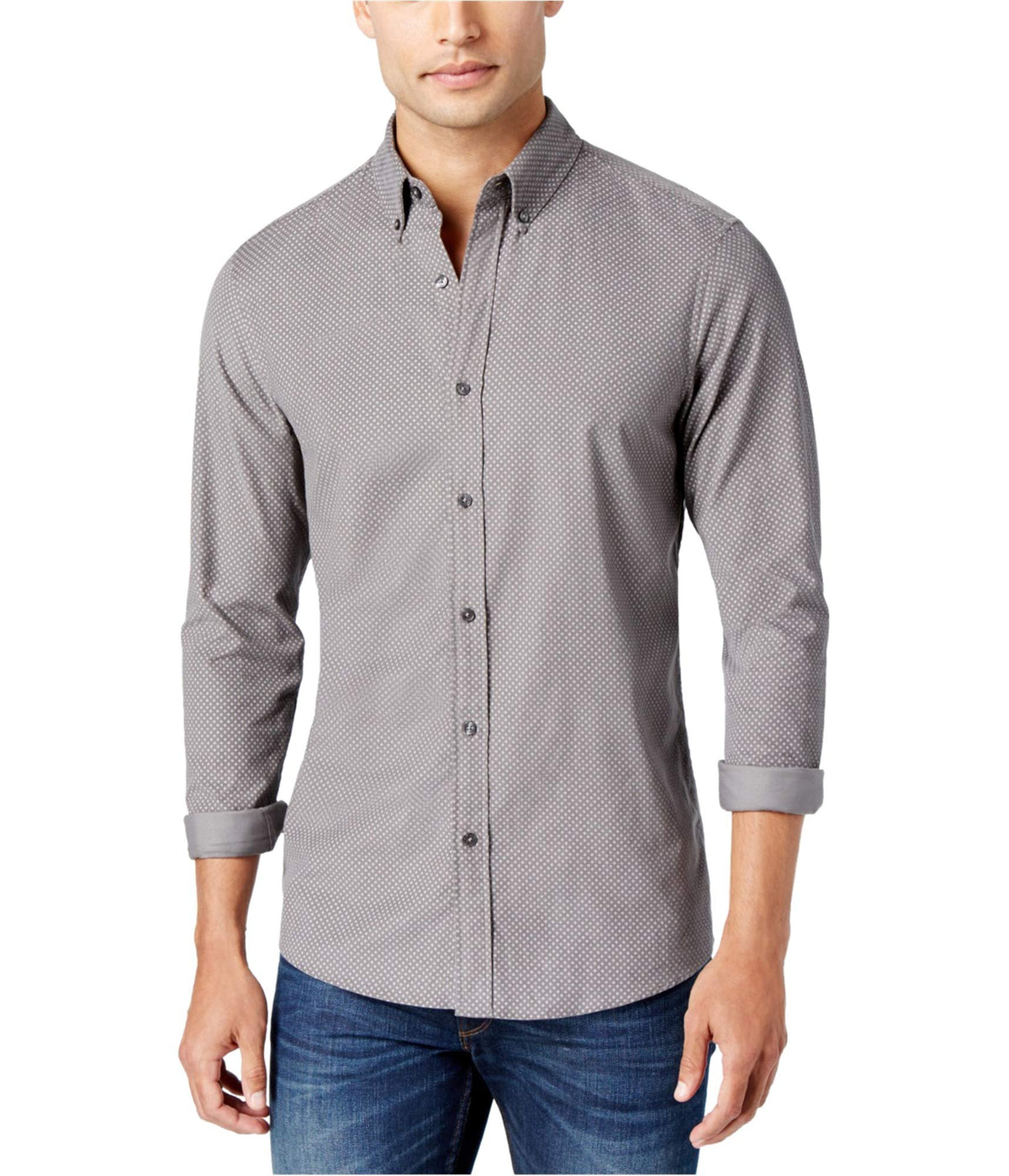 Michael Kors Men's Slim Fit Rex Corduroy Printed Long Sleeve Shirt