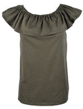 MICHAEL Michael Kors Womens Off Shoulder Flounce Top Ivy SM