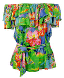 Lauren Ralph Lauren Women's Floral Jersey Off The Shoulder Blouse Top
