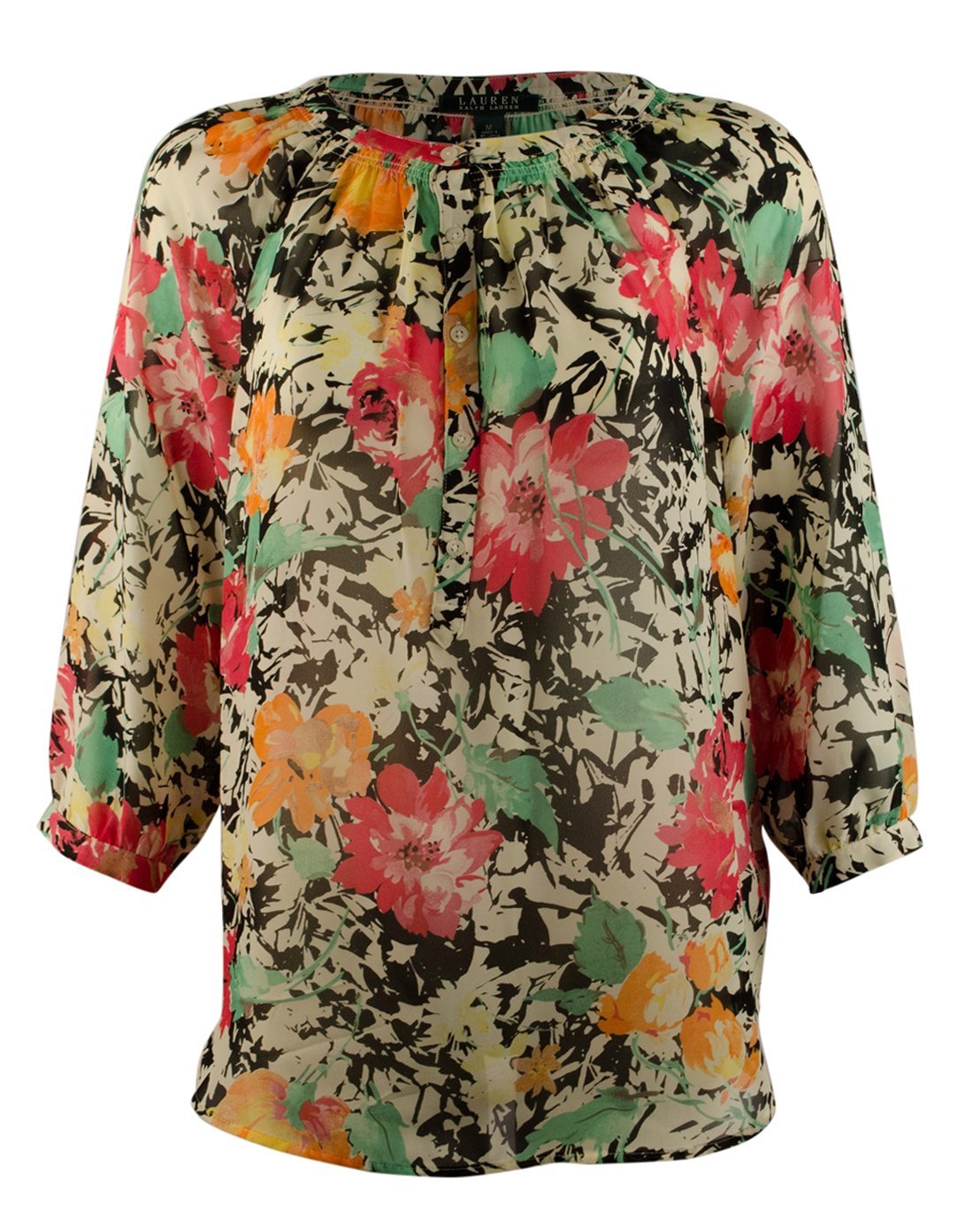 Lauren Ralph Lauren Women's Floral Split Neck Blouse