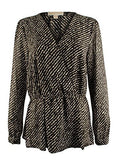 Michael Kors Women's Long Sleeved Striped Peplum Top CB S