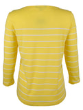 Women's Petite Crest Striped Jersey Top-Y-PXS Yellow