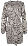 Michael Kors Women's Plus Size Foil Paisley Long Sleeve Flounce Dress