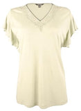 Lauren Ralph Lauren Women's Petite Jersey Flutter-Sleeve Shirt (PM, Ranch Sage)