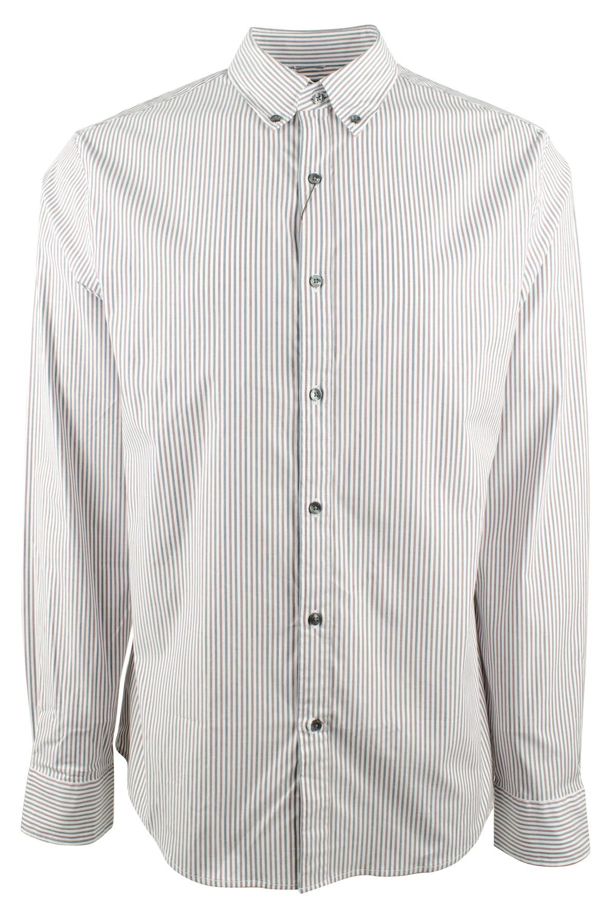 Michael Kors Striped Slim Fit Stretch Long Sleeve Shirts Merlot XXL