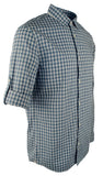Men's Long Sleeve Shane Plaid Slim Fit Shirt-SB-XL Shadow Blue