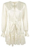 Michael Kors Women's Foil Paisley Print V Neck Tie Tiered Dress