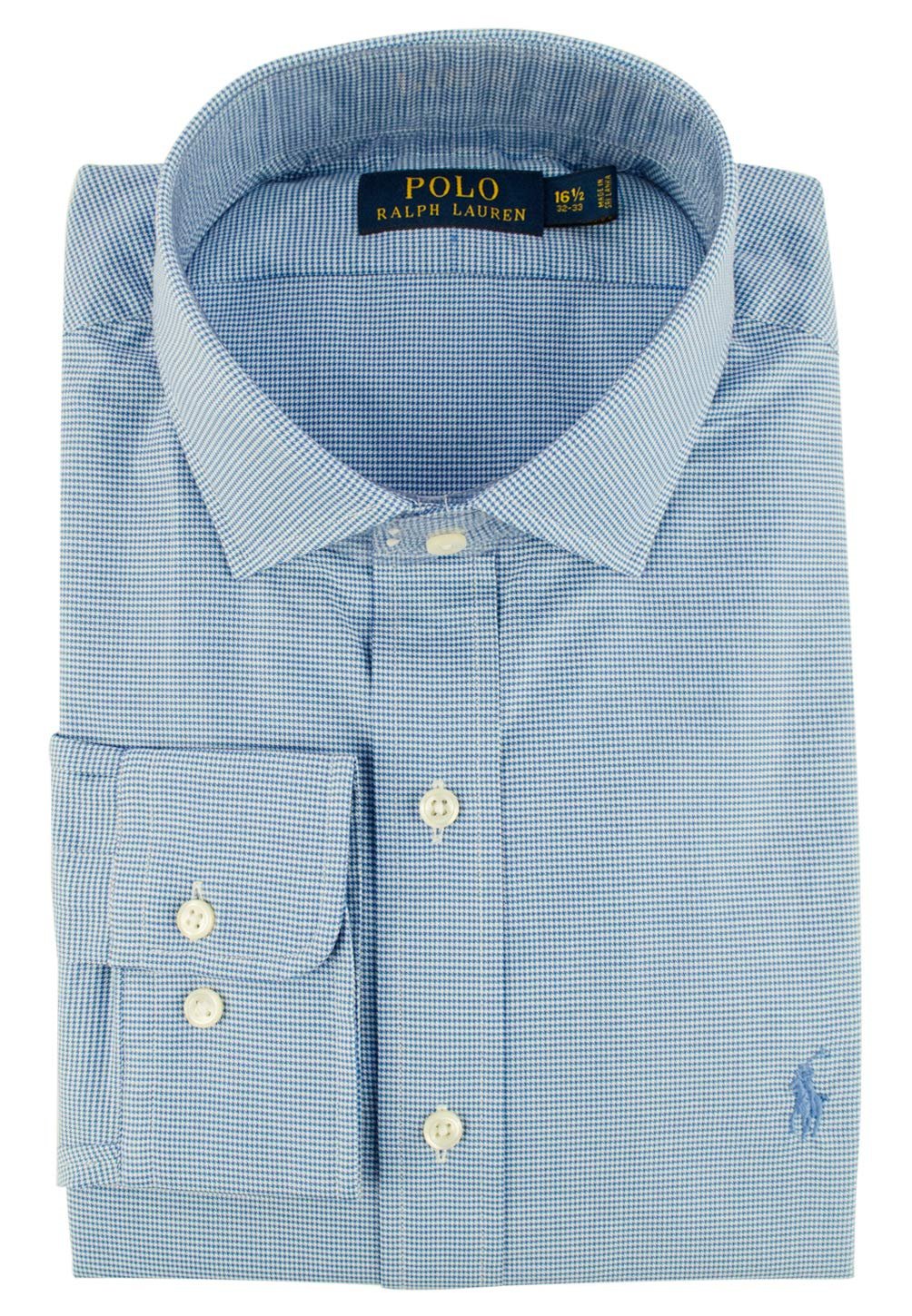 Men's Classic Fit Herringbone Dress Shirt-BluW-15-34/35 Blue/White