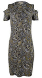 Michael Kors Women's Paisley Cold Shoulder Dress Taxi Yellow XS