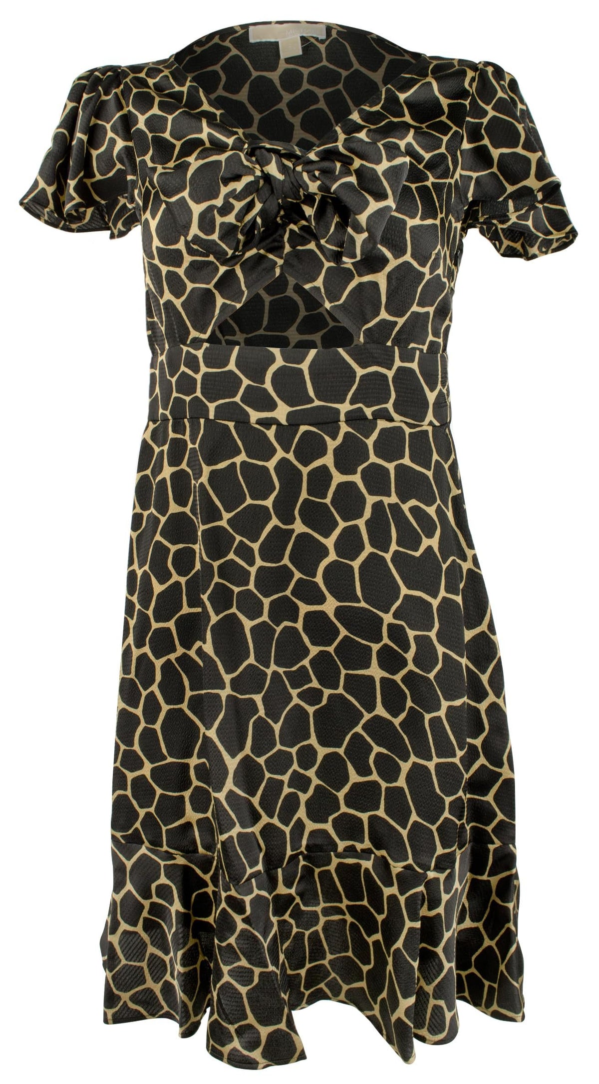 Michael Kors Women's Giraffe Printed Tie Front Mini Dress