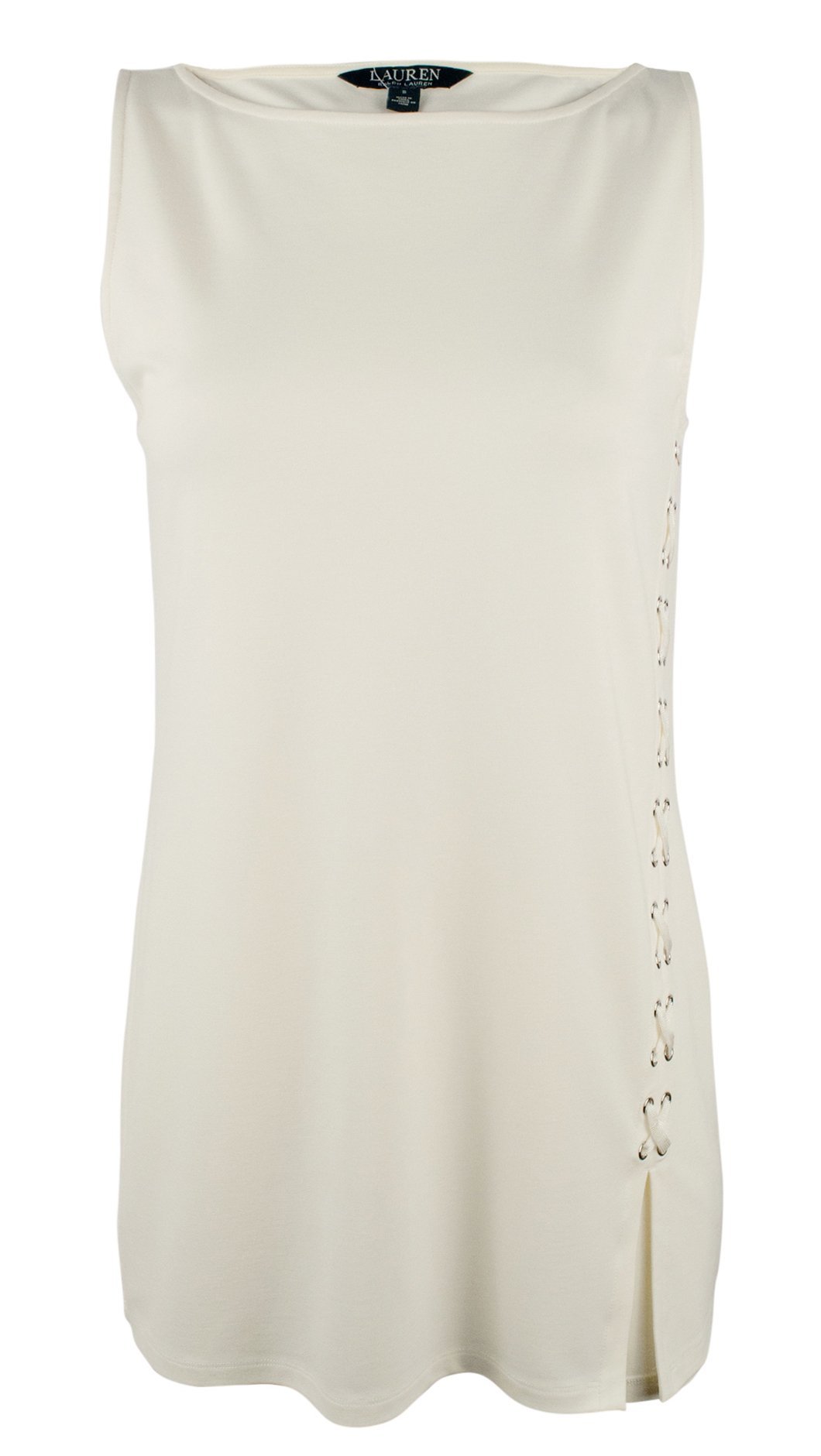 Lauren Ralph Lauren Lace-Up Ponte Tank Top (Herbl Milk, Medium)