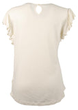 Lauren Ralph Lauren Womens Linen Crochet Trim Blouse Ivory L