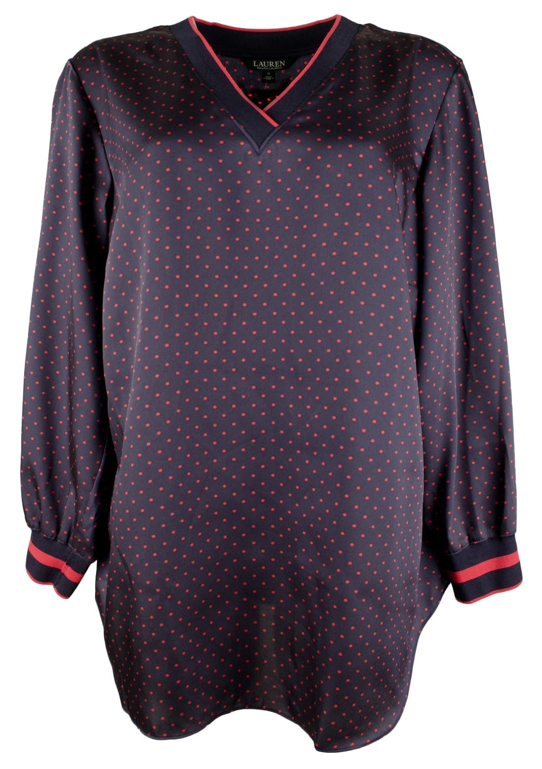 Active Women's Plus Size Polka Dot Print Top Blouse 1X Navy Multi