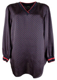 Active Women's Plus Size Polka Dot Print Top Blouse 1X Navy Multi